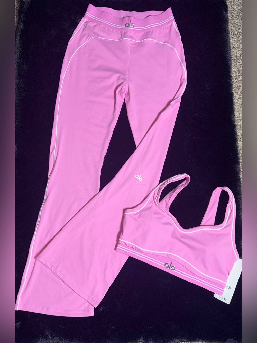 ALO Yoga Pink Women's Sports Bra and Leggings Set